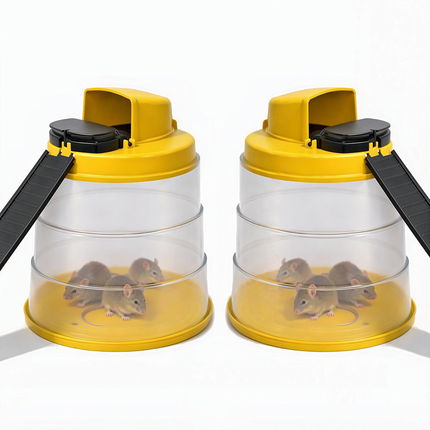 RinneTraps Flip N Slide All-in-One Mouse Trap |2 Pack| | Bucket Included | Self-Resetting Humane Live Catch | Made in USA | Indoor & Outdoor