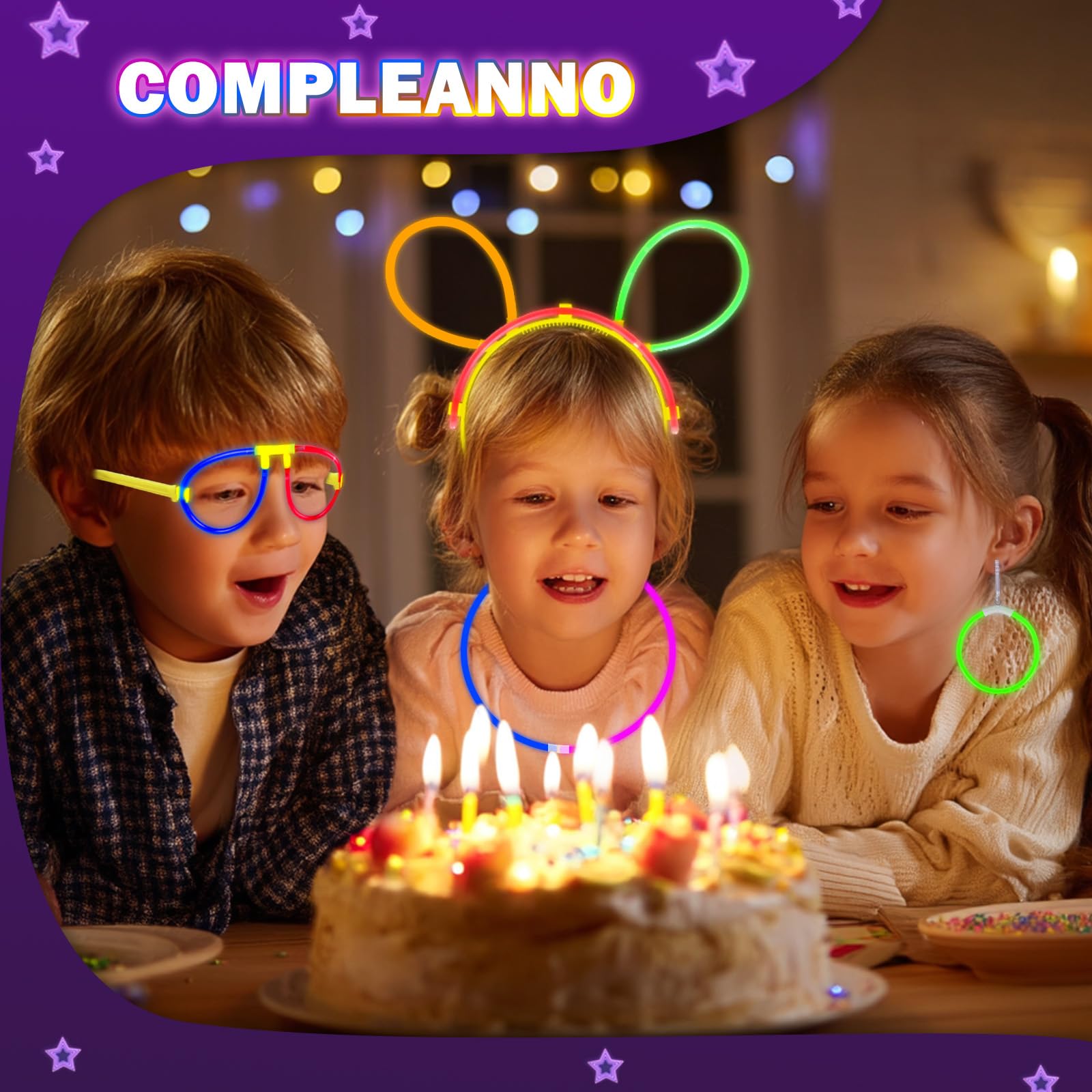 Millegu 230 Fluo Party Kit, 100 Braccialetti Luminosi Fluorescenti Bambini Adulti Starlight Glow Sticks e 130 Connettori per Bracciali Occhiali Gadget per Comleanno Feste Carnevale Capodanno 2026