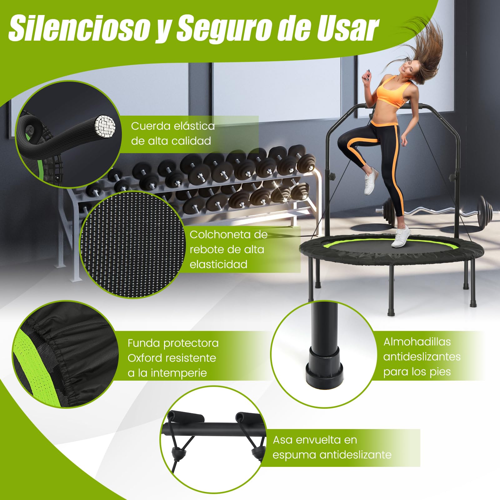 COSTWAY Trampolín Cama elástica ovalada doble para 2 personas plegable fitness con empuñadura y almohadilla de seguridad (Rojo COSTWAY Trampolín Cama elástica ovalada doble para 2 personas plegable fitness con empuñadura y almohadilla de seguridad (Rojo