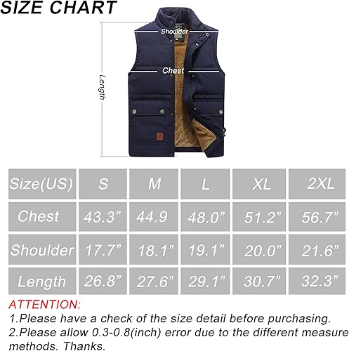 Miniatura 7 de VtuAOL Men's Outerwear Vest for Men Winter Puffer Vests Fleece Lined Outdoor Warm Sleeveless Jackets