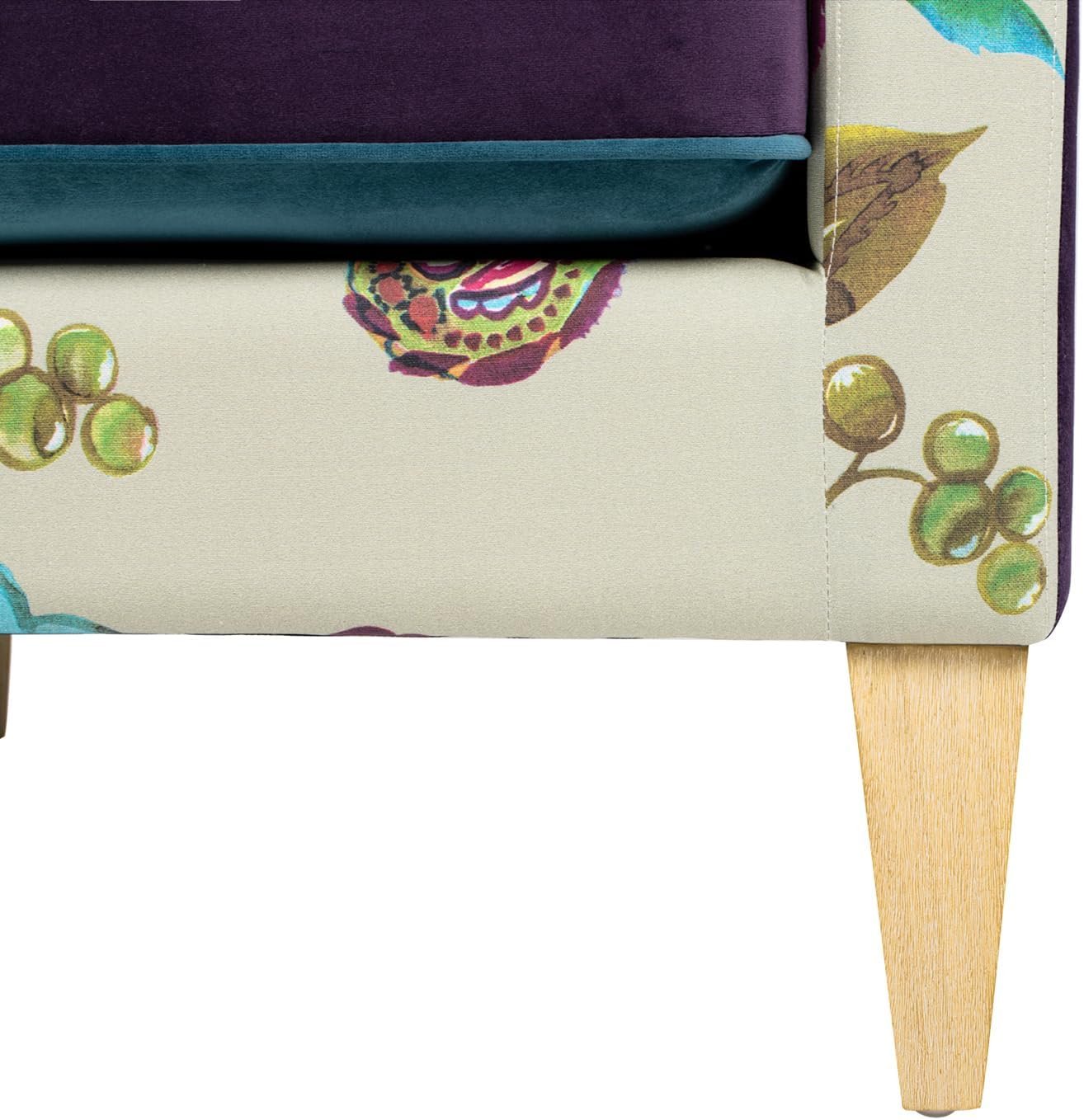 Jennifer Taylor Home Mamba 28" Patchwork Accent Chair Teal-Blue Purple Velvet & Multicolored Floral
