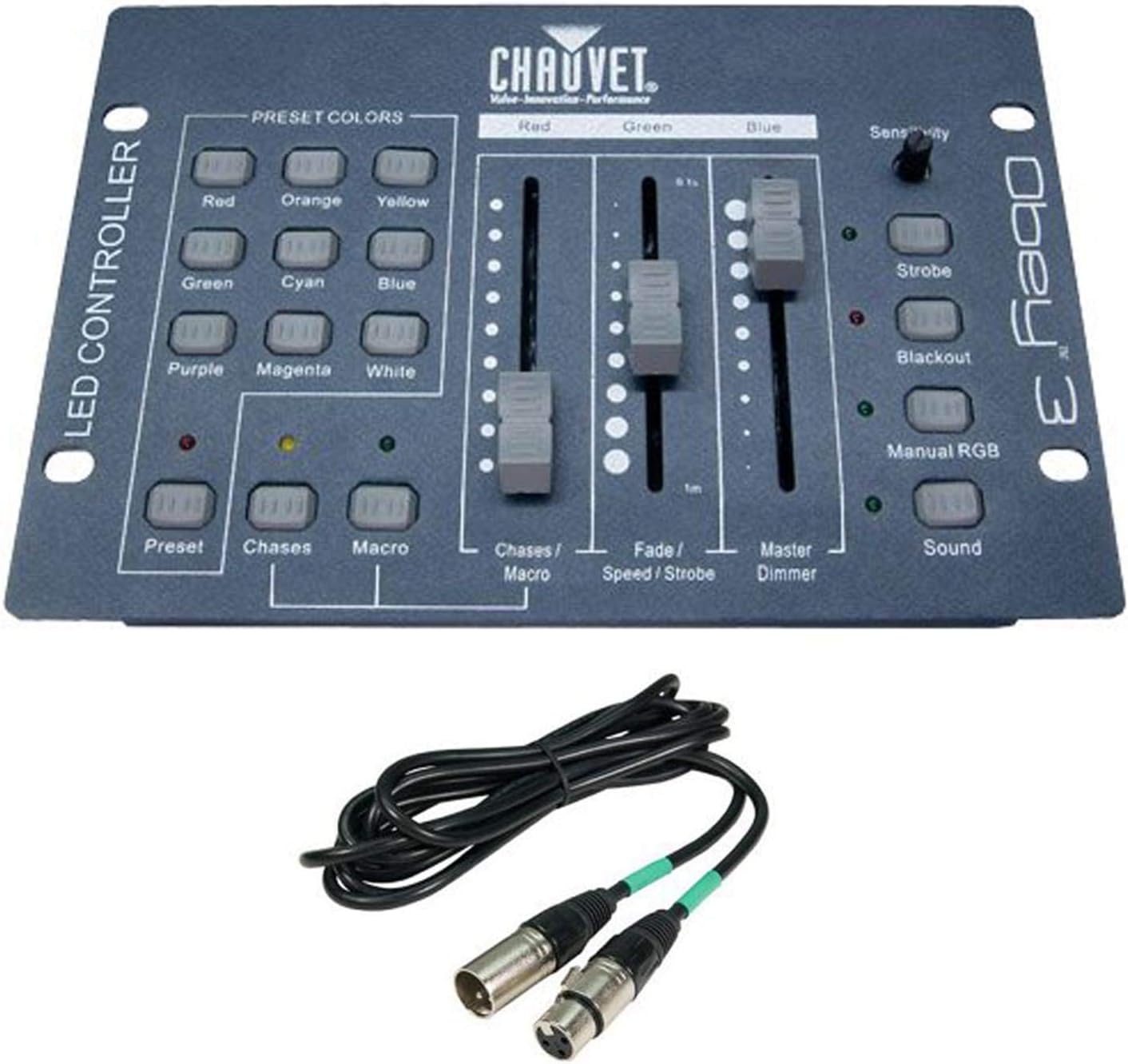 CHAUVET DJ OBEY-3 3 Channel DMX-512 LED Light Controller w/ 25' Cable DMX3P25FT