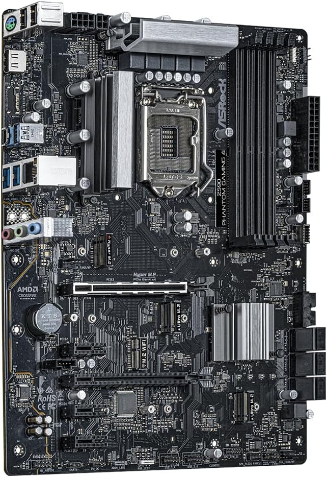 จากบนลงล่าง view of ASRock Z590M Phantom Gaming 4 Motherboard