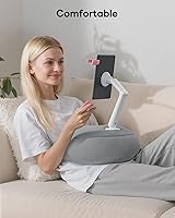 Vista 2 de SAIJI Soporte de almohada Kindle, soporte magnético para iPad compatible con Kindle, tableta, iPad, iPhone, soporte de tableta de 360° para cama