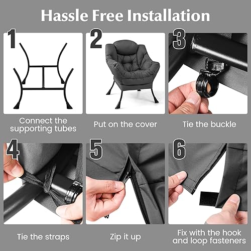 Miniatura 7 de GORELAX Silla Lazy con otomana, silla decorativa moderna con reposabrazos y bolsillo lateral, sofá tapizado y reposapiés plegable, silla de lectura