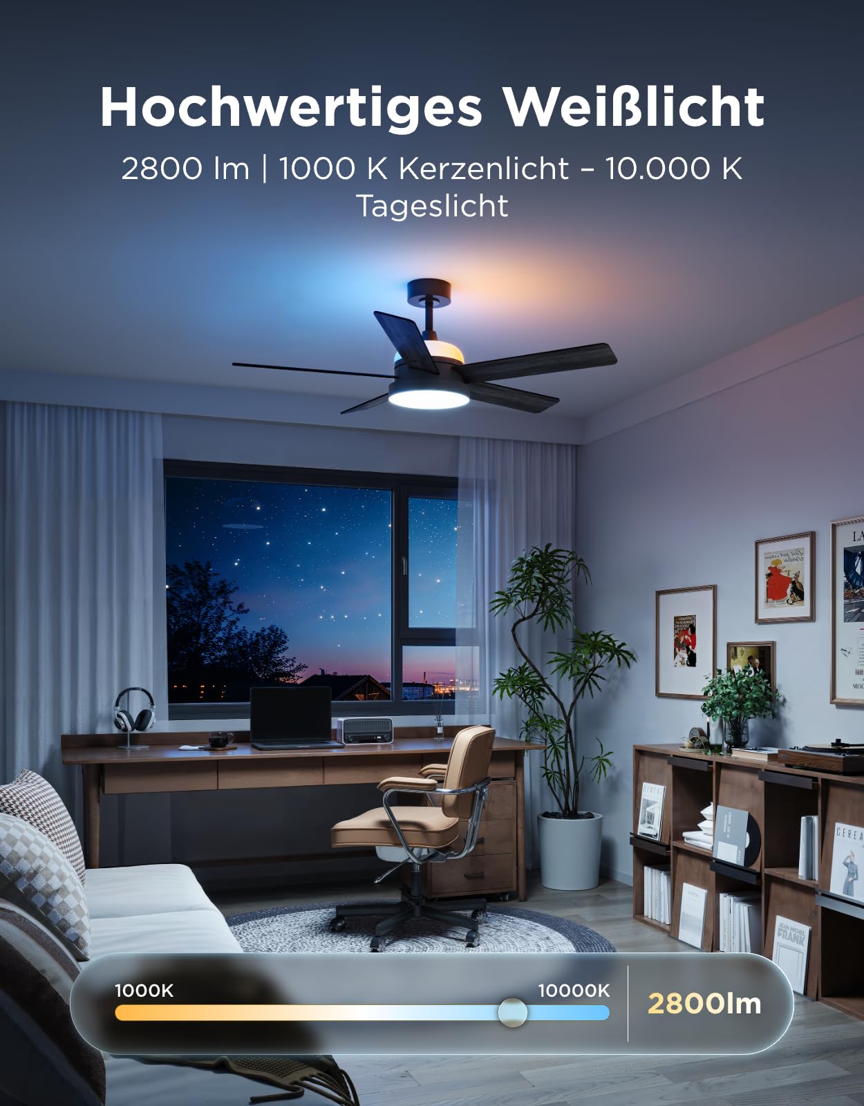Govee Deckenventilator mit Beleuchtung RGBIC, Ø132cm, 2800 lm, Reversibler DC Motor, Smart Leise