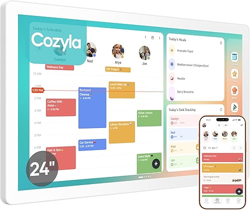 Cozyla Mate Calendario+2: Calendario digital de 24 "Pantalla táctil de pared Tabla de tareas Tablero de instrumentos personalizable Pantalla