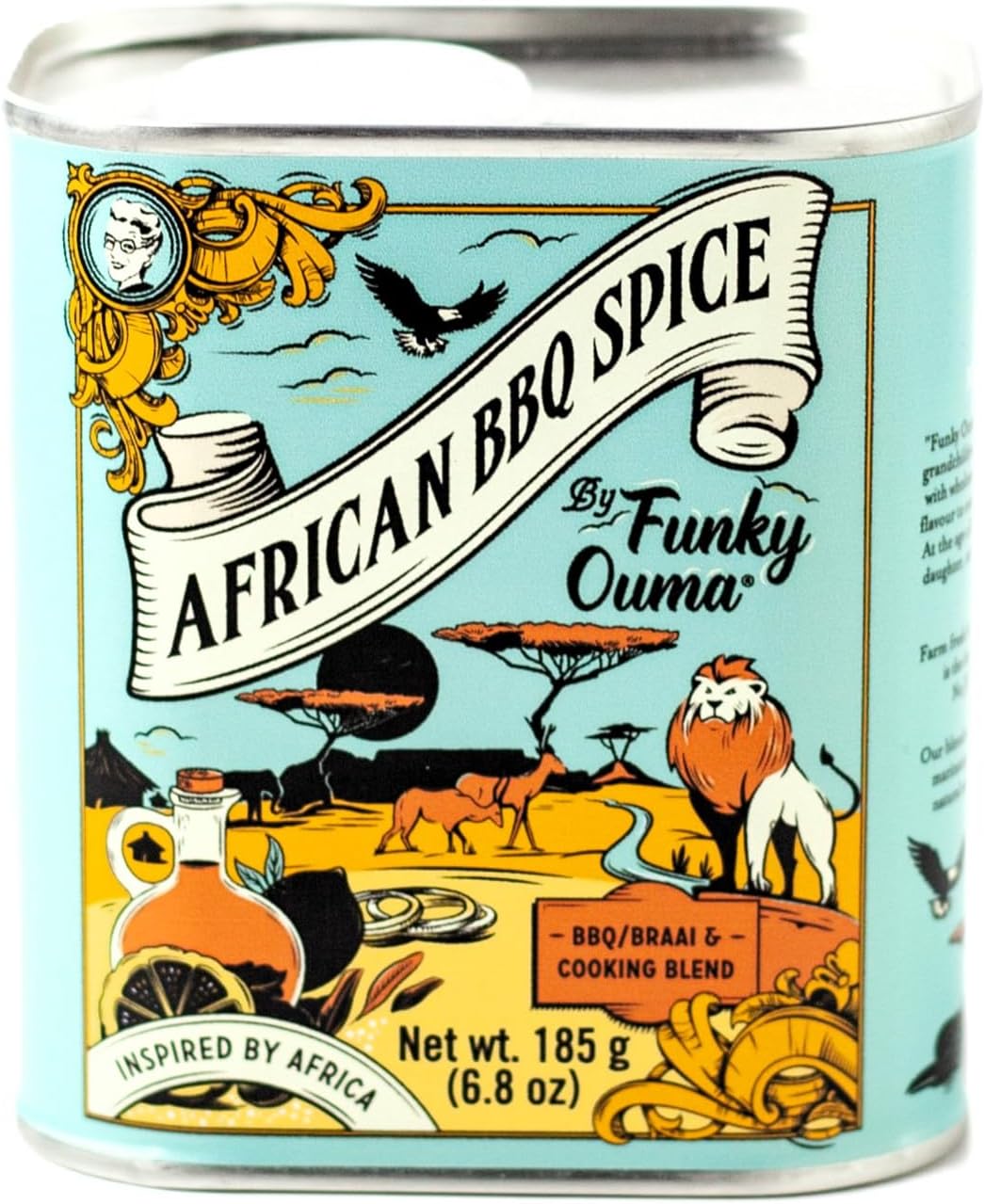 African BBQ Spice 185g - South African All Purpose Seasoning for Men, Women, Dads & Foodies – Natural Braai & BBQ rub Salt, Spice and Herbs – Gifts for Him, Kitchen Home Essentials