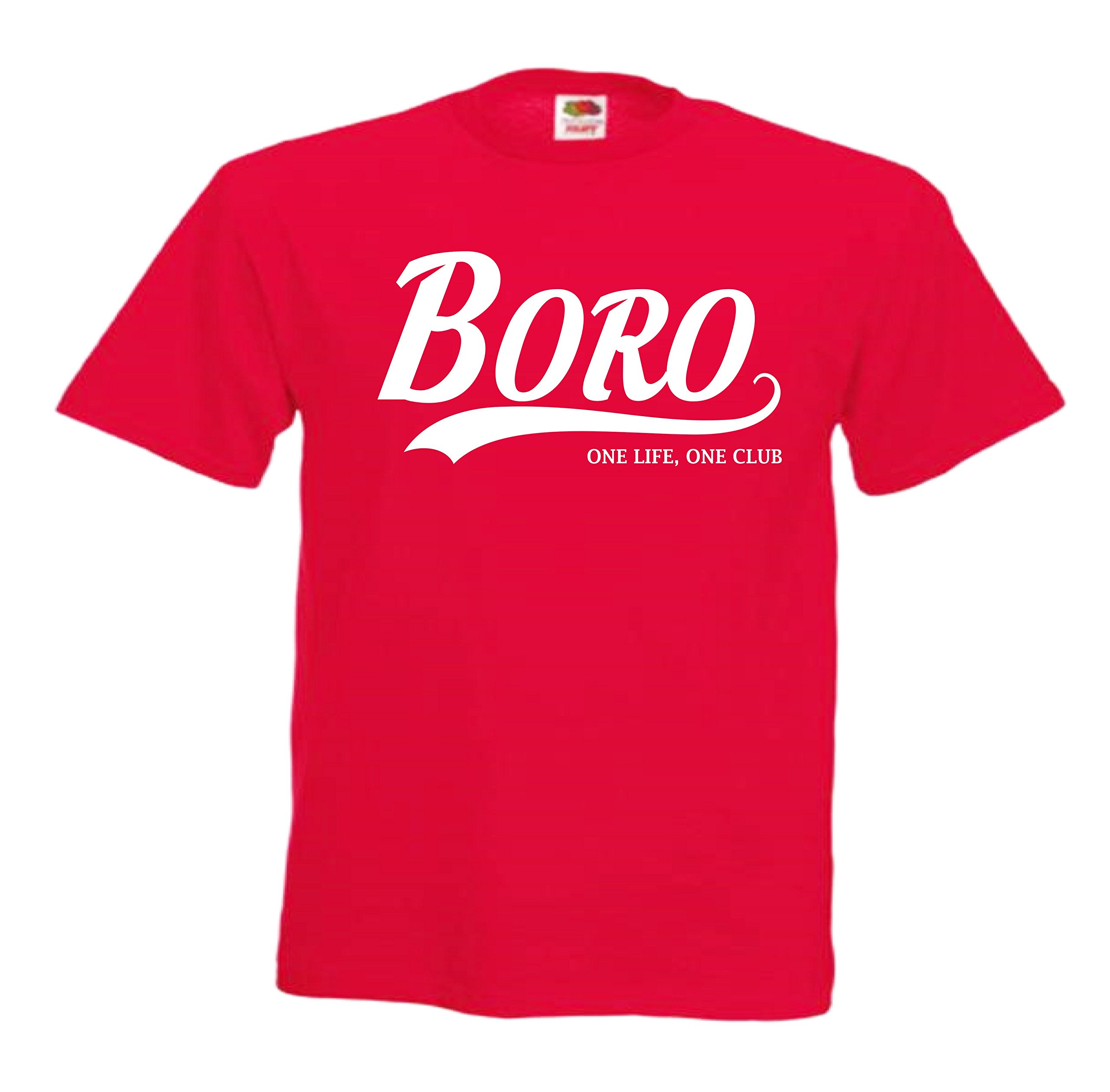 All About The Print Middlesbrough Boro Gift - one Life one Club Idea T-Shirt FC Present F23 (Adult Large, Red)