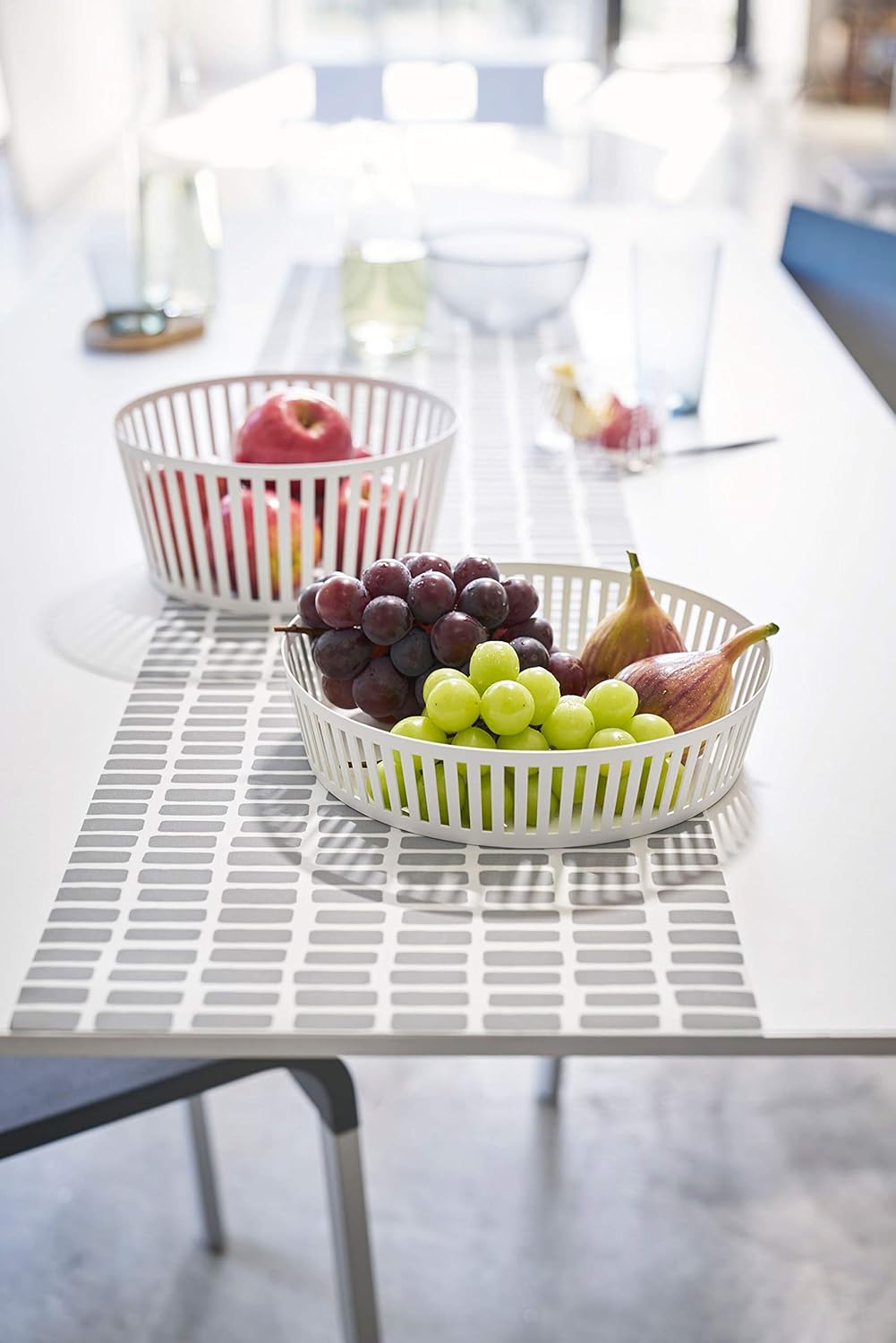 Top Brands Red Co. Round Deep Steel Fruit Basket, Kitchen Storage, 8 Inches, White