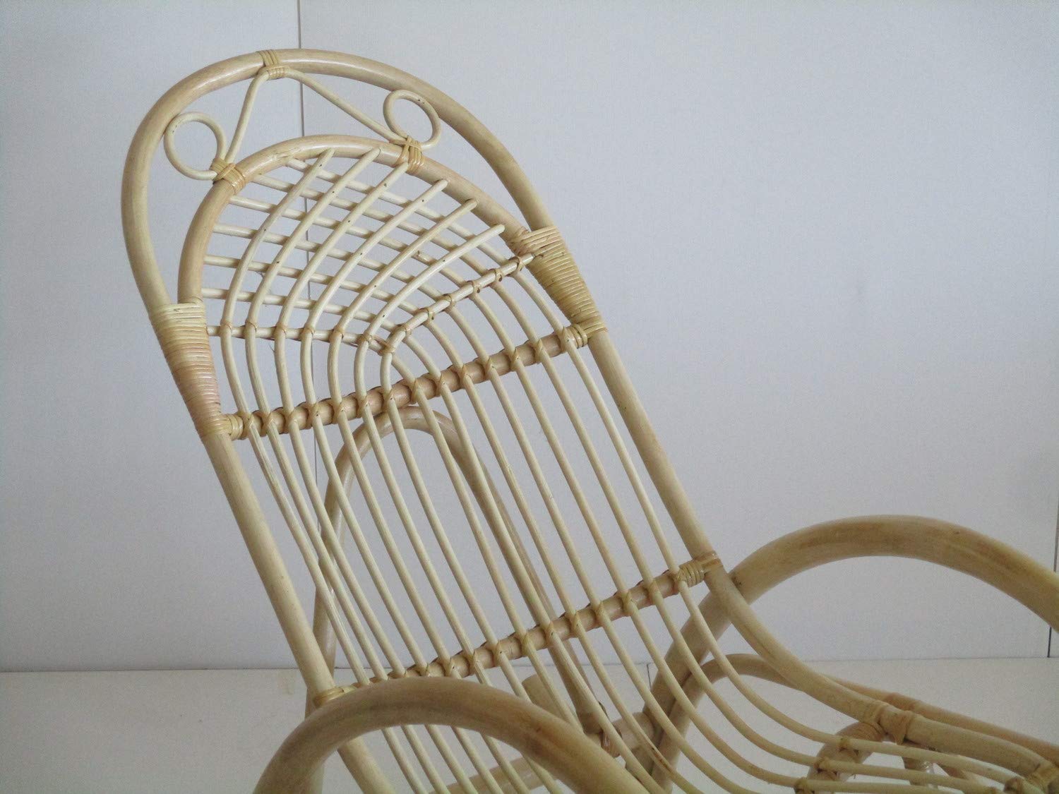 Sedia Poltrona a Dondolo in Rattan Vimini Naturale 62x130x100 cm