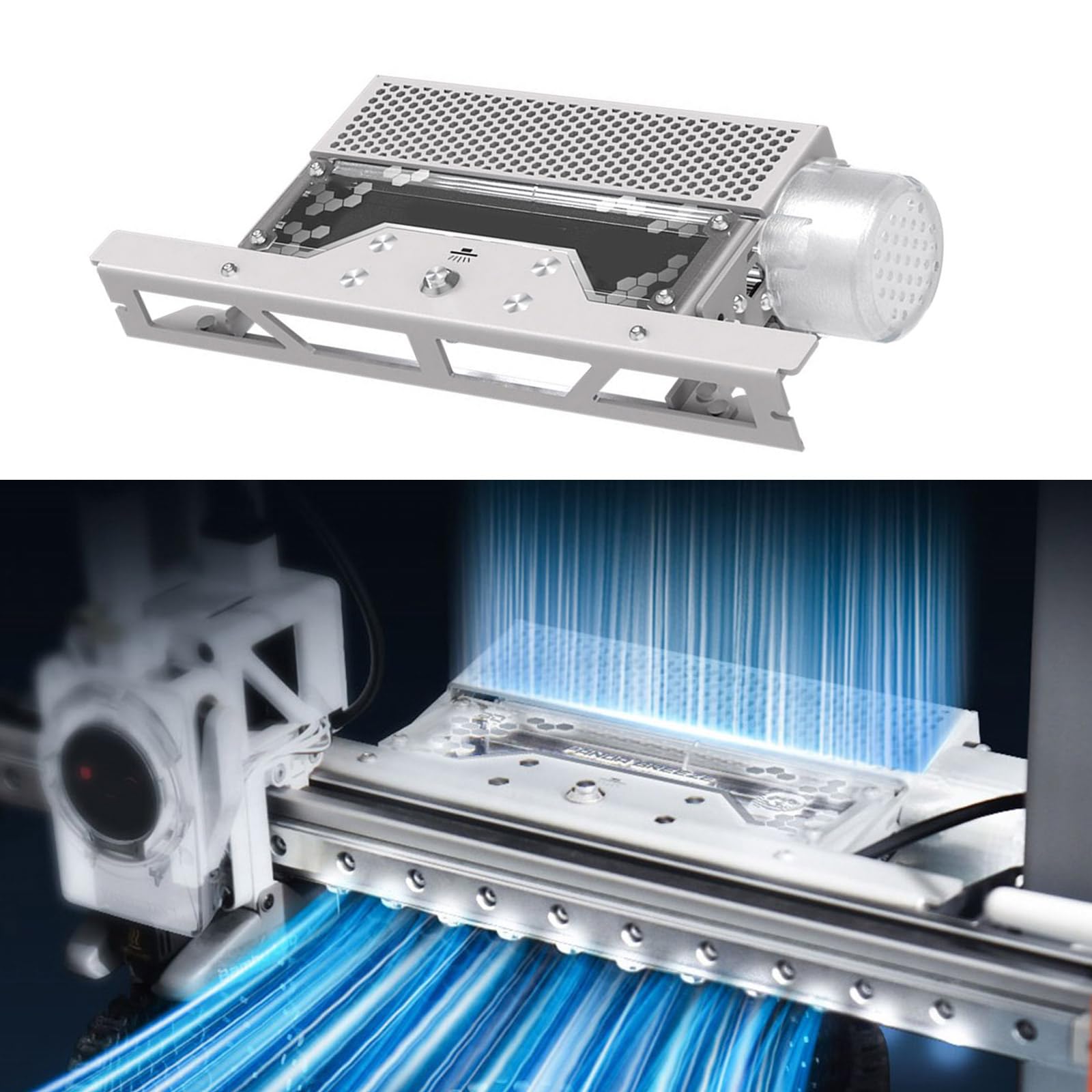 Druckerkühlgebläse, Aluminiumgehäuse mit Vorhang Luftströmen, automatische Luftstromsteuerung für Lab Panda, Kühlgebläse mit LED