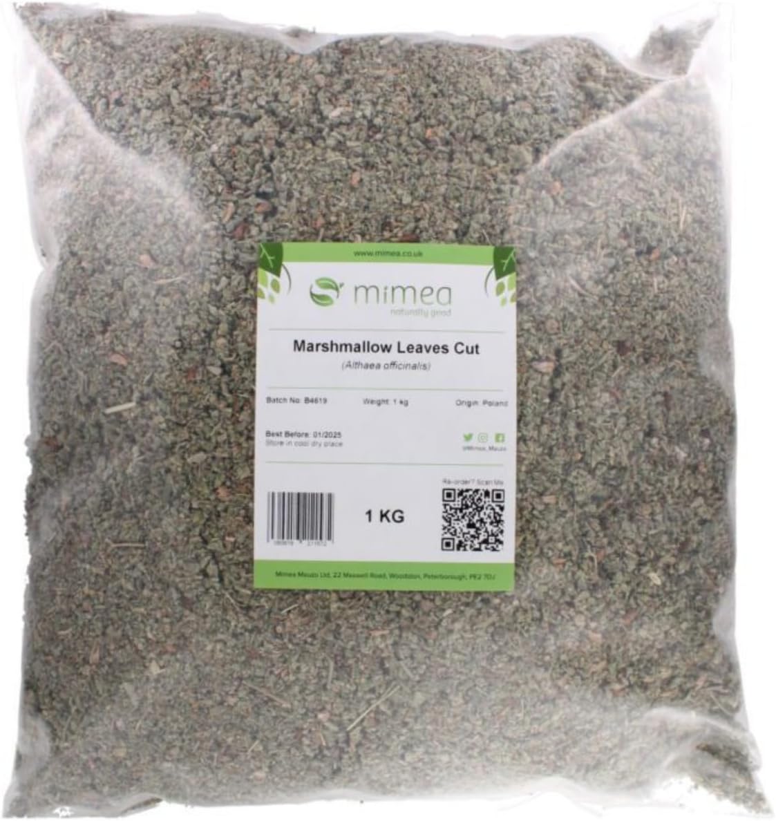 Mimea Marshmallow Leaves Cut | 1kg | Quality Ingredients | 100% Natural Dried Herbal Leaves for Tea | Wellness, and DIY Infusions | No Artificial Additives