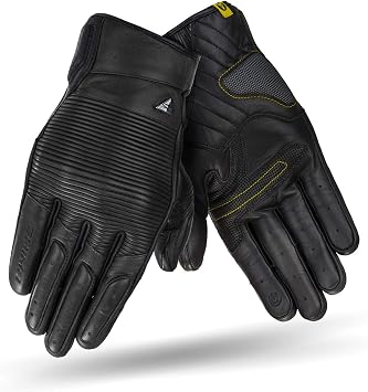 SHIMA Blake Gloves Motorcycle Gloves Men Leather Summer Biker Armoured Protectors Motorbike Perforated Ventilated Reinforced Motorsport Glove Street Motorbikes Mens, Black, L