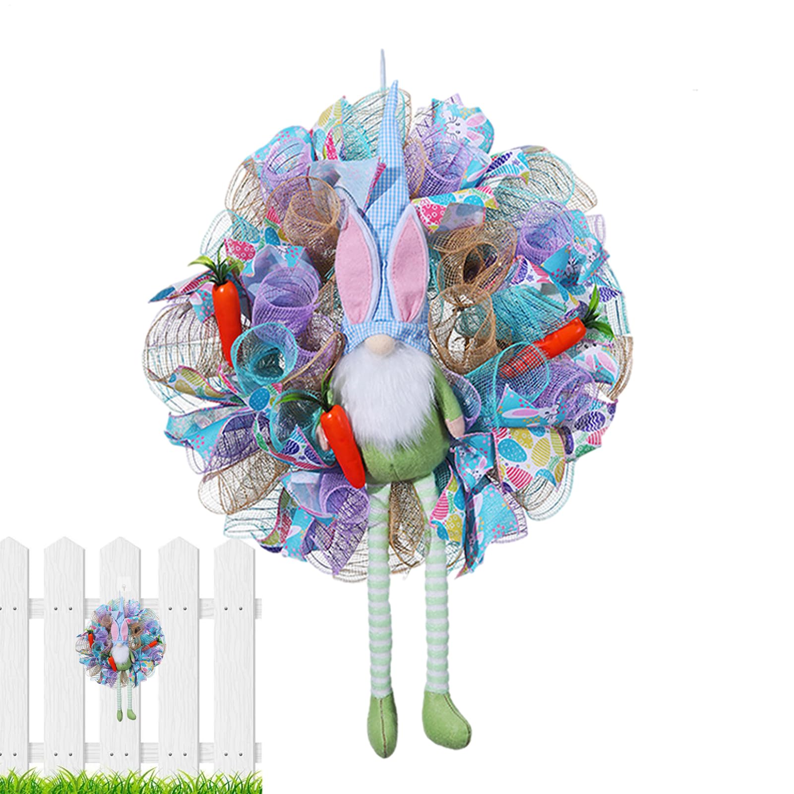 Guirlandes de Pâques durables et couronne de lapin réutilisable pour fenêtres
