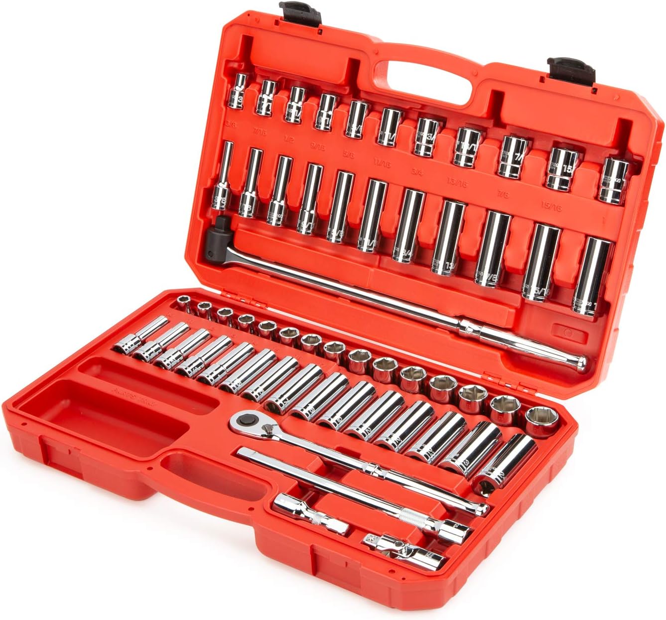 Amazon Crazy 🔥 Deals TEKTON 1/2 Inch Drive 6-Point Socket and Ratchet Set, 58-Piece (3/8-1 in., 10-24 mm) | SKT25301