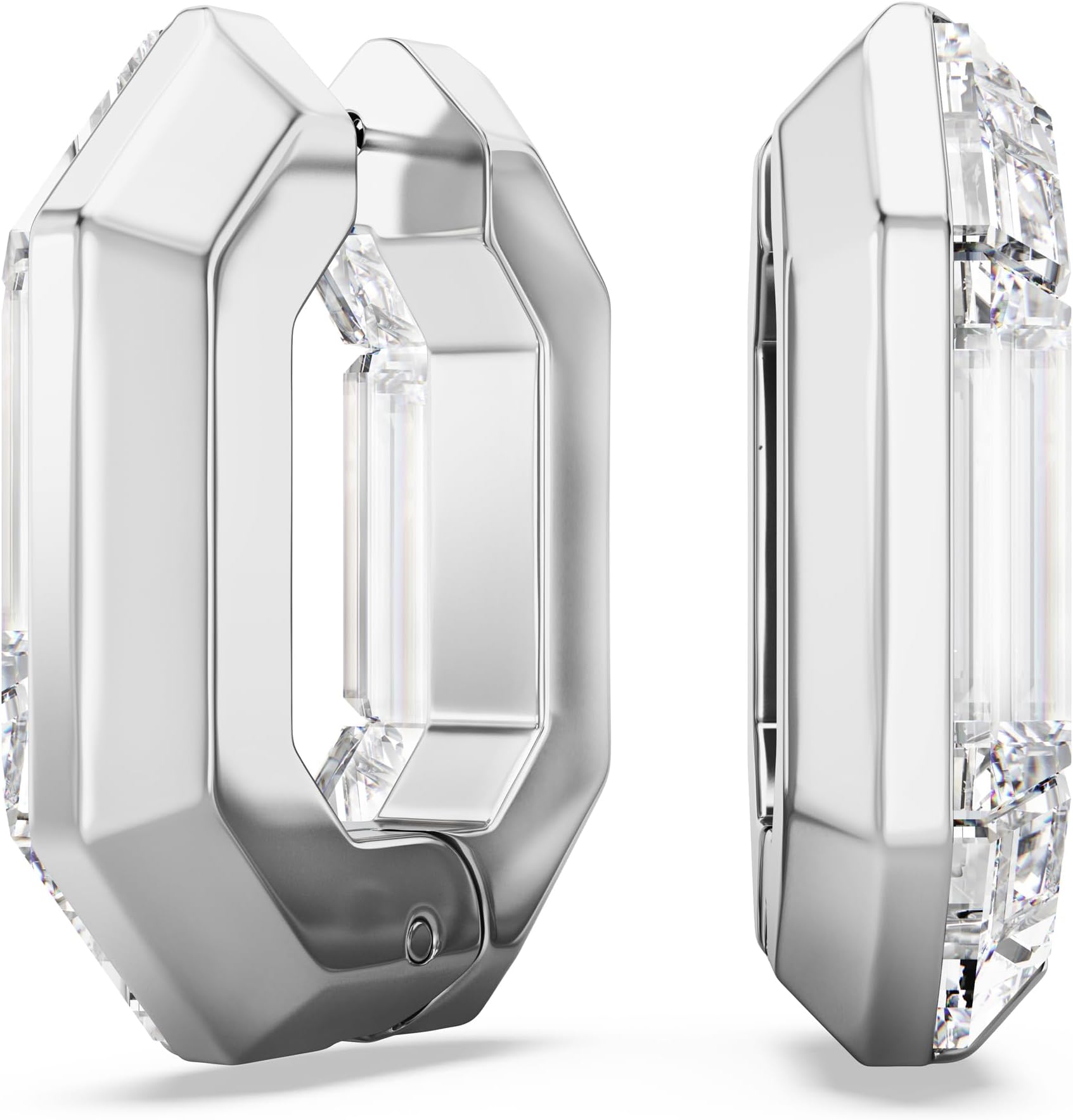 Lucent Hoop Earrings, Octagon Shape, Small, Clear