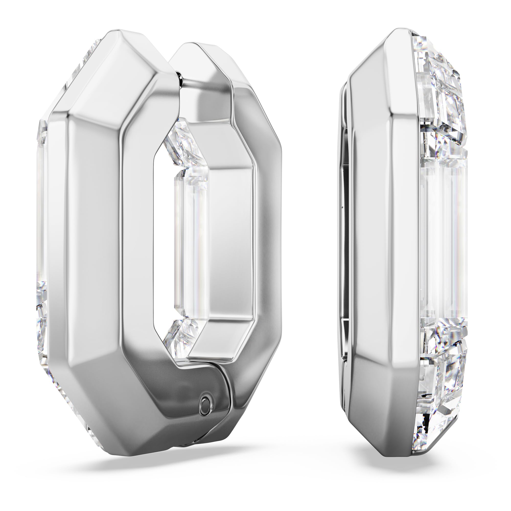 Swarovski Lucent Hoop Earrings, Octagon Shape, Small, Clear