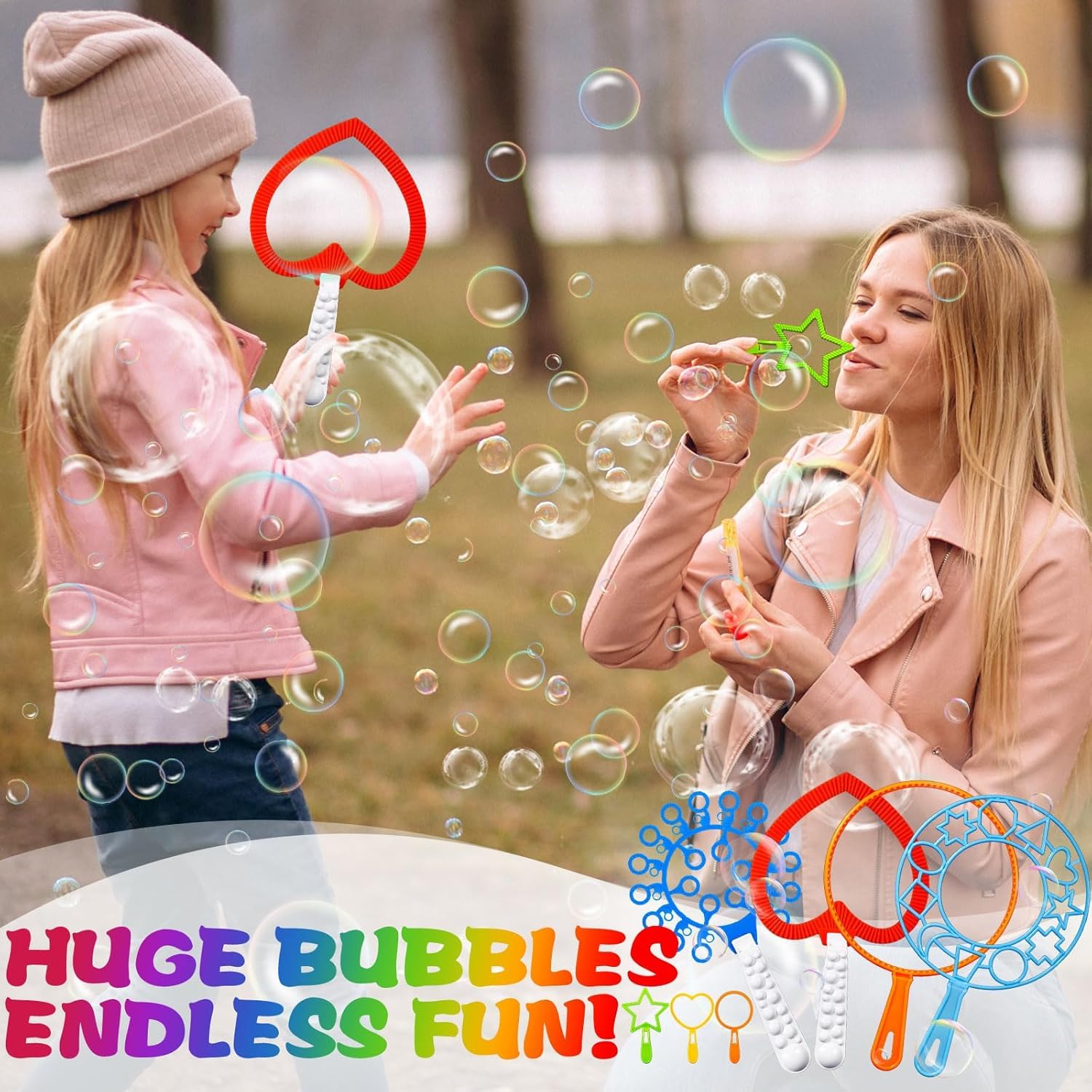 Kit de Pompas de Jabon, 28 Piezas Varita de Burbujas Juego de Pompas Gigantes de Jabón para Niños, Maquina de Burbujas para Juegos al Aire Libre para Niños, Playa, Picnic, Fiestas, Cumpleaños