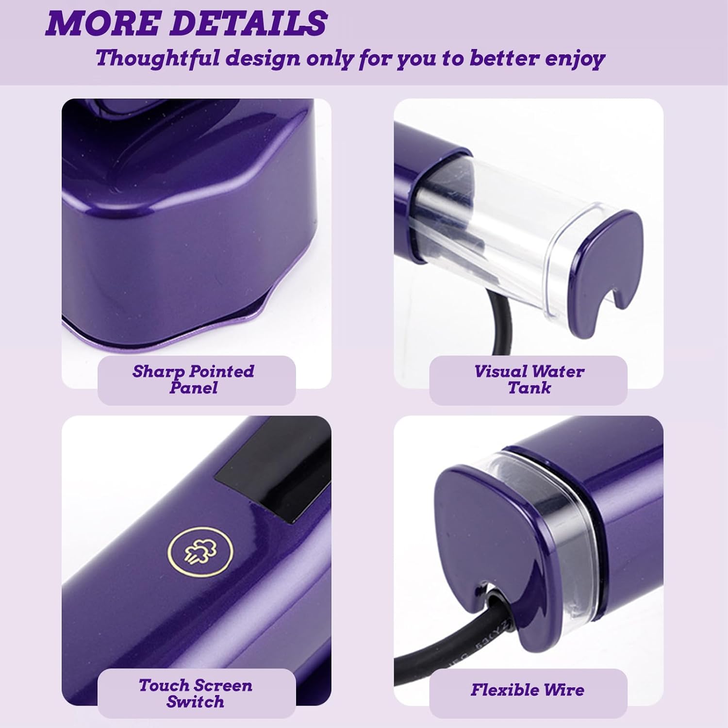 Compact Handheld Steamer, 30S Rapid Preheating 1200W Clothes Wrinkle Remover,100ml Large Water Tank Steam Iron, Capable of Removing Wrinkles on Fabrics, Clothes & Indoor Decorations (Purple)