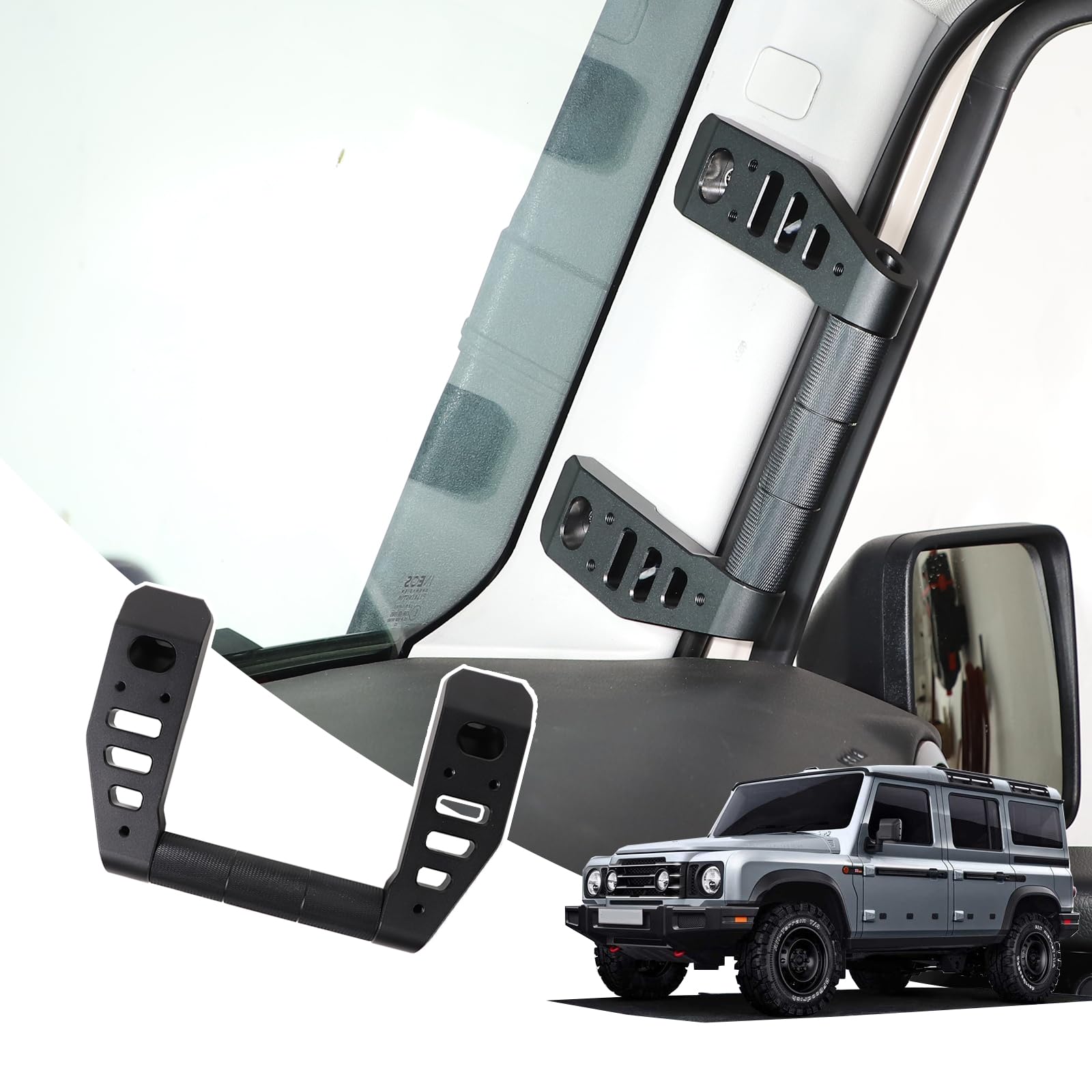 Car A-Pillar Grab Handle Replacement Compatible with INEOS Grenadier 2020-2024 Aluminum Alloy A-Pillar Grab Handle Grip Kit Interior