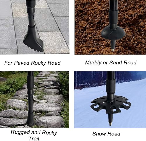 Miniatura 4 de Paquete de 10 puntas de goma para bastones de senderismo, protectores de puntas de repuesto, cestas de nieve, juego de cestas de barro para bastones