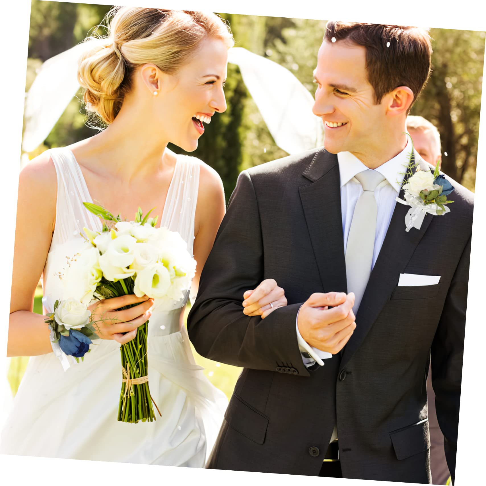 GALPADA 5sätze Handgelenk-blumen-corsage Für Hochzeit Abschlussball Künstliche Blumenarmband-dekoration Für Braut Bräutigam Teiliges Set
