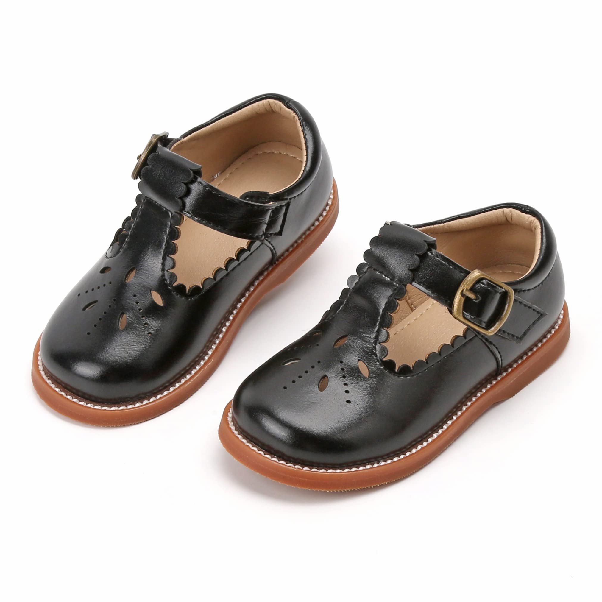 Kolan Todder Little Girls Oxford Shoes Mary Jane T-Strap School Uniform Party Dress Flat Shoes