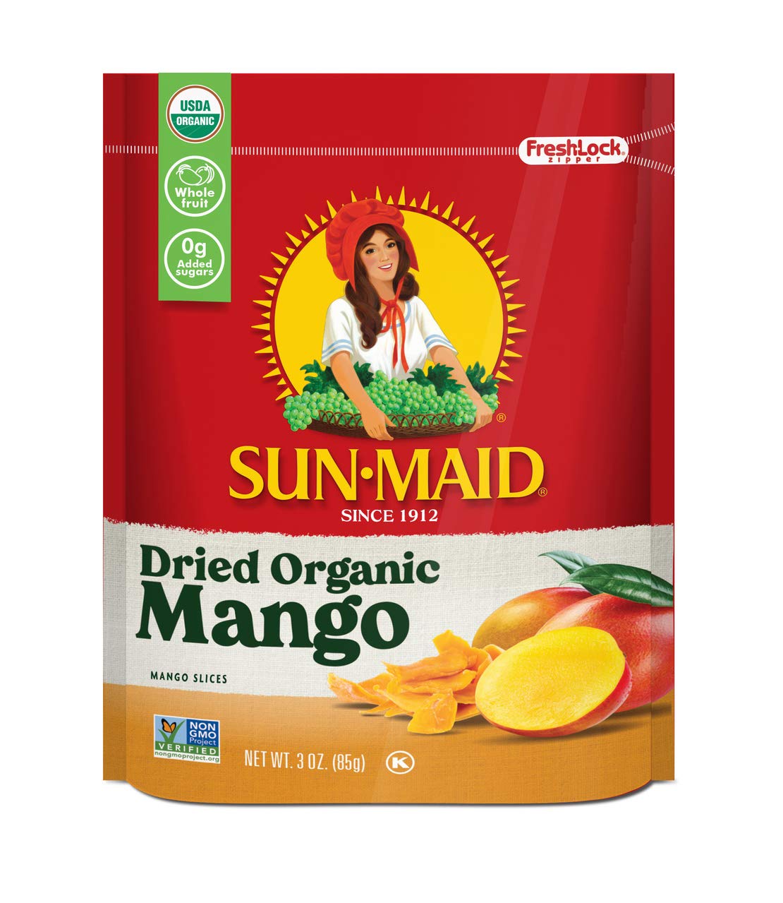 SunMaid Organic Mangos, Fruit Snack, Whole Natural Dried