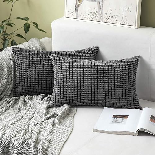 Miniatura 7 de MIULEE - Fundas de almohada decorativa Funda de cojín suave y sólida para sofá cama Dormitorio., Terciopelo, Negro, 18"x18"