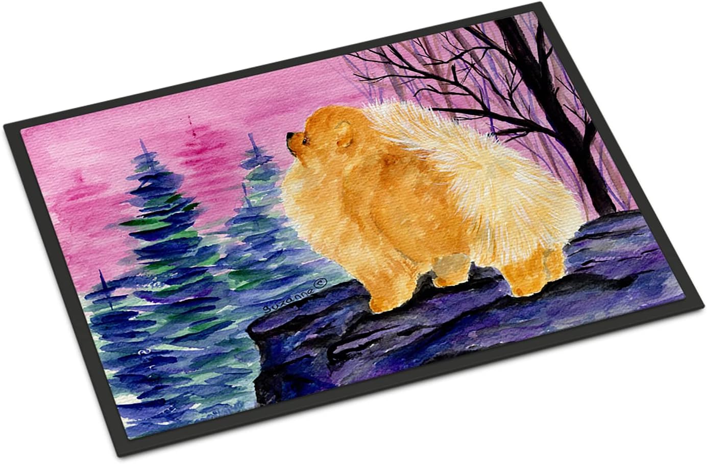Caroline's Treasures SS8606MAT Pomeranian Doormat 18x27 Front Door Mat Indoor Outdoor Rugs for Entryway, Non Slip Washable Low Pile, 18H X 27W