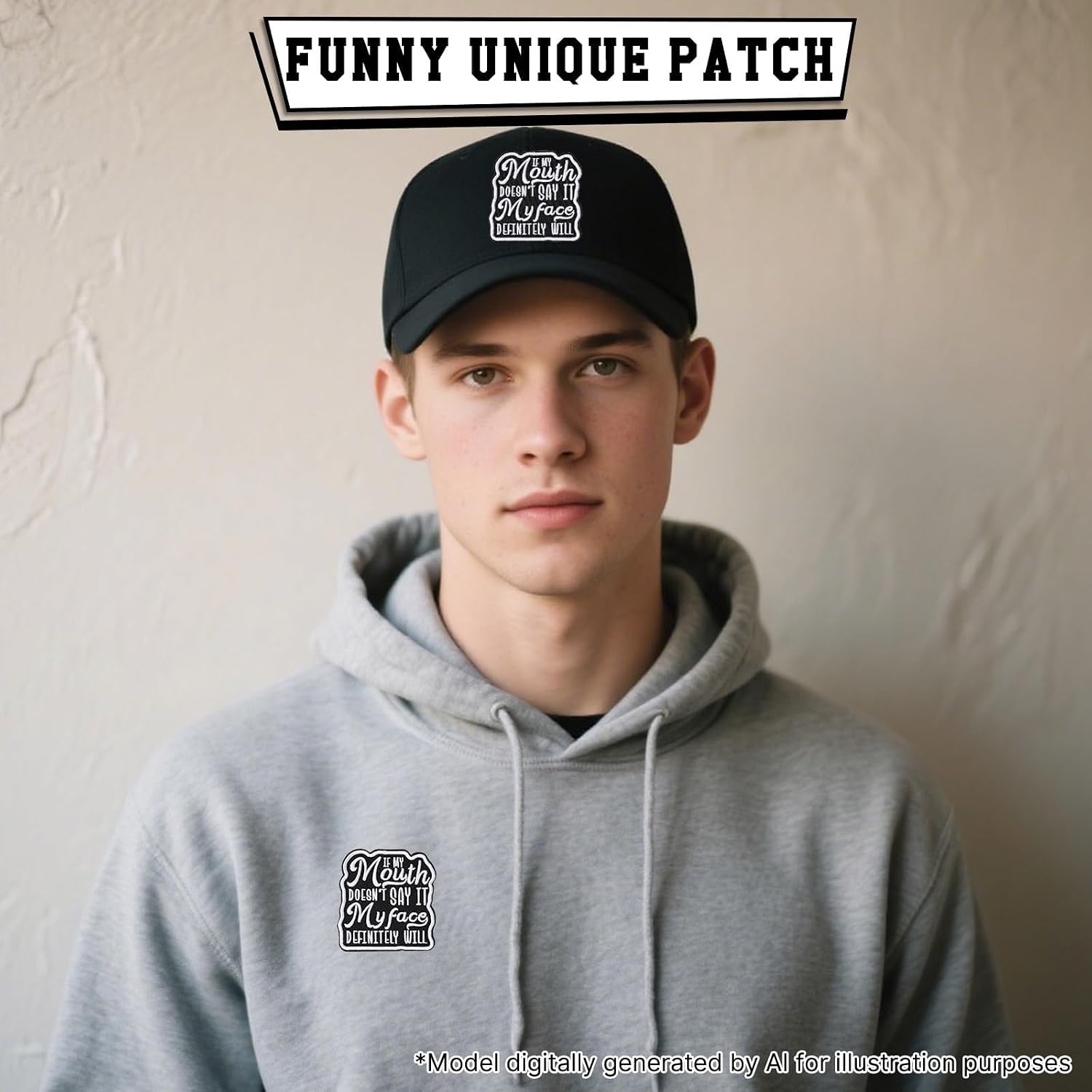 XMJY If My Mouth Doesn't Say It My Face Definitely Will Iron On Patches, Funny Sarcastic Embroidery Iron On Patches for Clothes Backpacks Jeans Hats, DIY Embroidery Applique
