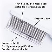 Vista 4 de Peine para mascotas, peine de dientes largos y cortos para perros y gatos, peine de pelo de mascotas para kit de aseo en el hogar, elimina nudos