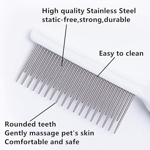 Miniatura 4 de Peine para mascotas, peine de dientes largos y cortos para perros y gatos, peine de pelo de mascotas para kit de aseo en el hogar, elimina nudos,