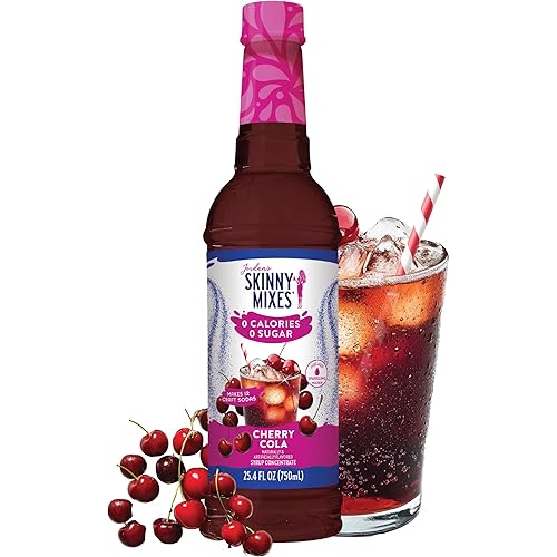 Jordan's Skinny Mixes Sugar Free Syrup, Cherry Cola Flavored Water Enhancer, Drink Mix for Water & more, Zero Calorie Flavoring, Keto Friendly, 25.4 Fl Oz, 1 Pack