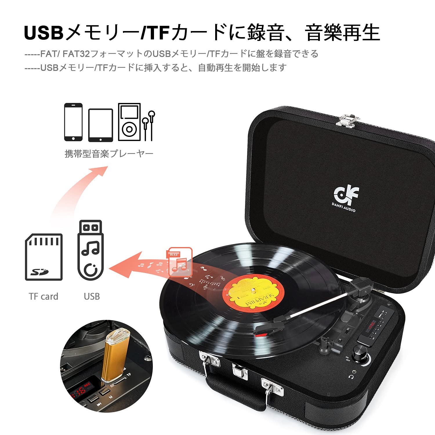 【新品未開封】レコードプレーヤー内蔵スピーカー付き　Bluetooth 接続対応 Amazon.co.jp: レコードプレーヤー スピーカー内蔵 Bluetooth
