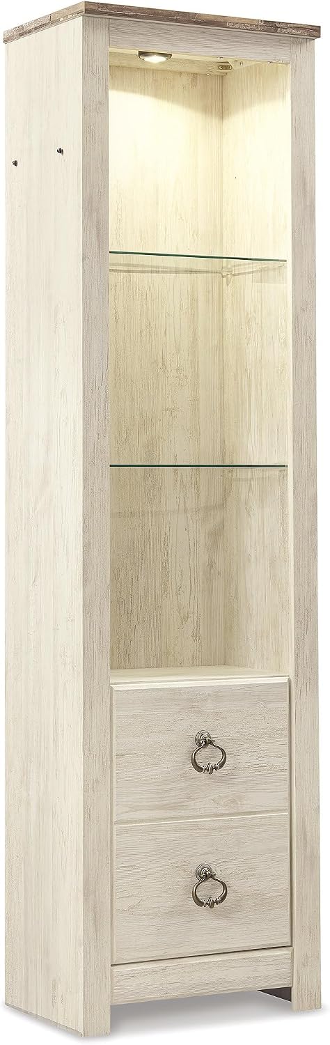 Signature Design by Ashley Willowton 3-Piece Entertainment Center TV Stand | Whitewash finish, Wall entertainment center for 65 inch TV to 73 inch models, Fireplace insert compatible