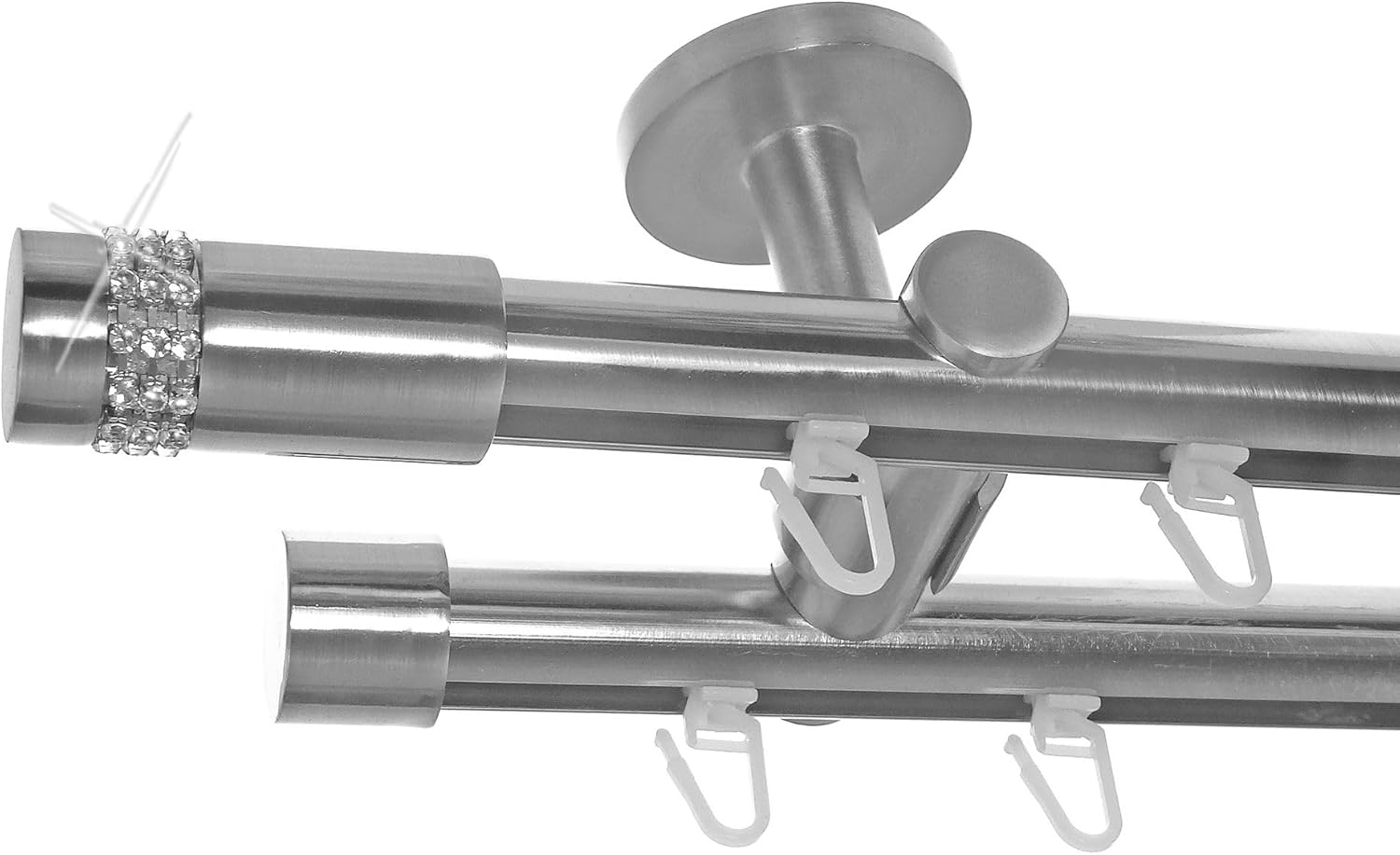 Gardinenstange Deckenmontage 320cm - Edelstahl Look Vorhangstange