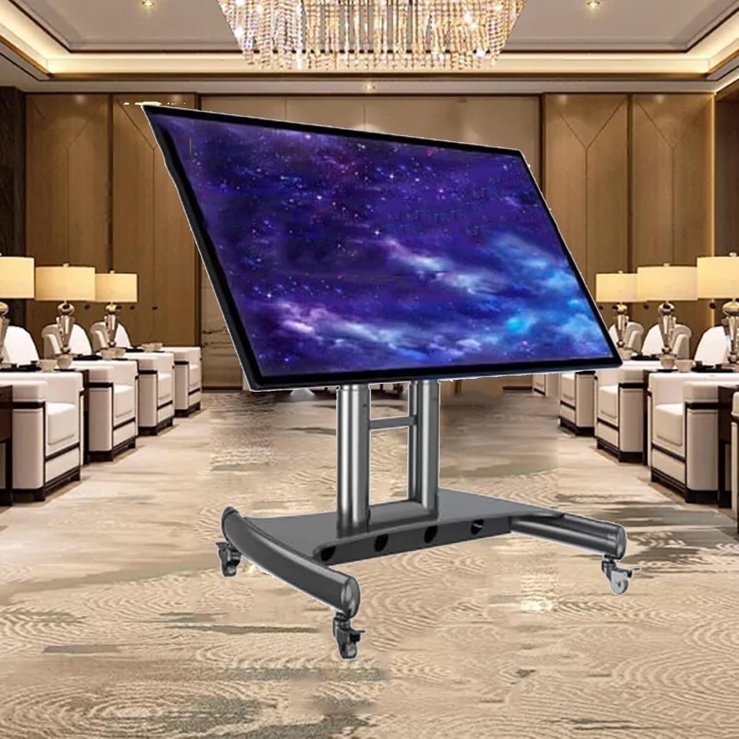 OLSKFUH Mobile Tv Stand Portable Tv Floor Stand - Mobile Tv Cart Stand With Wheels, Mobile Tv Display Stand For 32-70 Inch Lcd Led Flat Screens For Living Room, Office, Meeting,