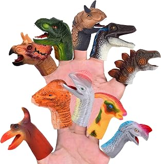 AQKILO® Dinosaur Head Finger Puppet Set, Animals Puppet Show Theater Props, Novelty Toys Weird Stuff Gifts, 5Pcs