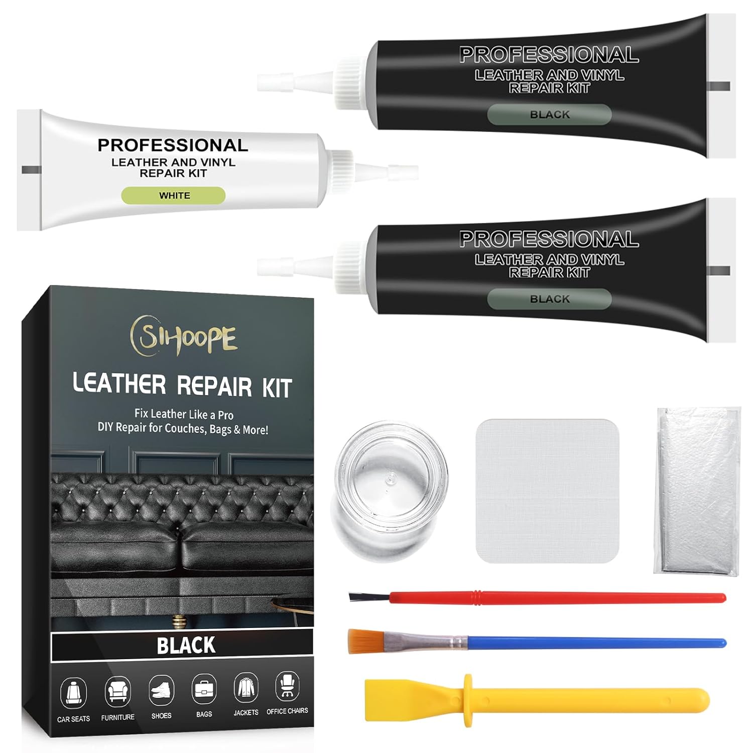 Car Leather Repair Kit for Furniture Vinyl Repair Kit for Car Interiors Seat Leather Filler Fixes Tears Holes