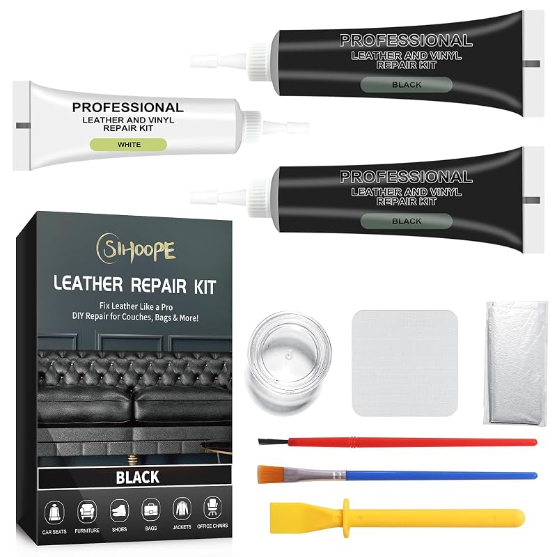 Kit de Reparo para Couro e Vinil SIHOOPE para Bancos Automotivos, Móveis e Estofados – Preto RG-black