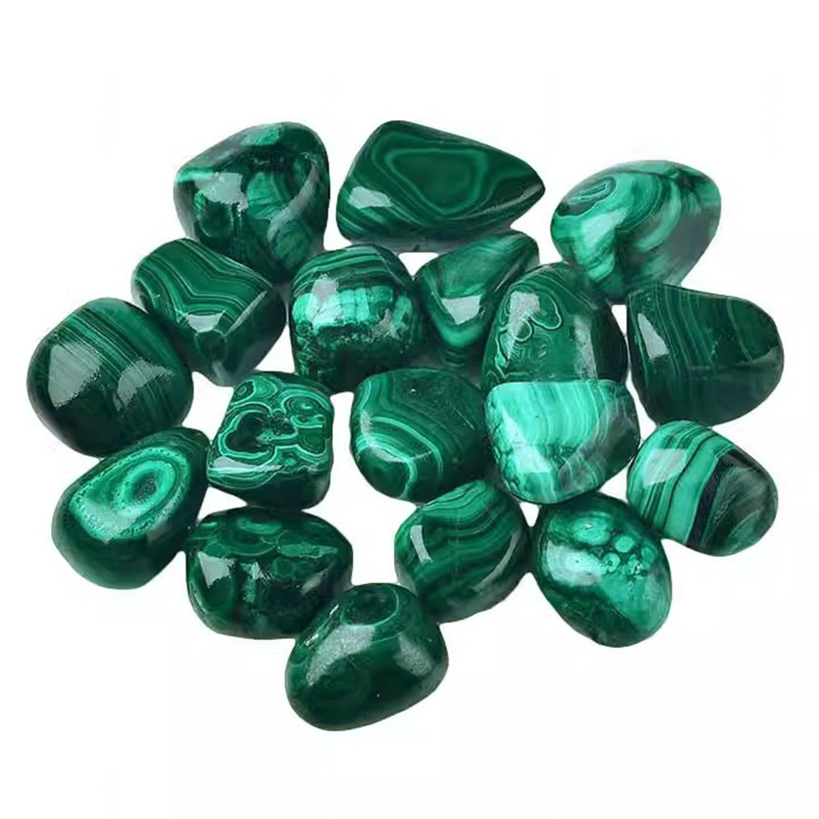 Piedra de Malaquita Rodada - Piedra Curativa de 1 LB, Piedras a Granel, Cristal para Energía, Reiki, Cabbing, Equilibrio, Decoración, Piedras Preciosas, Meditación, Regalo,3-5cm