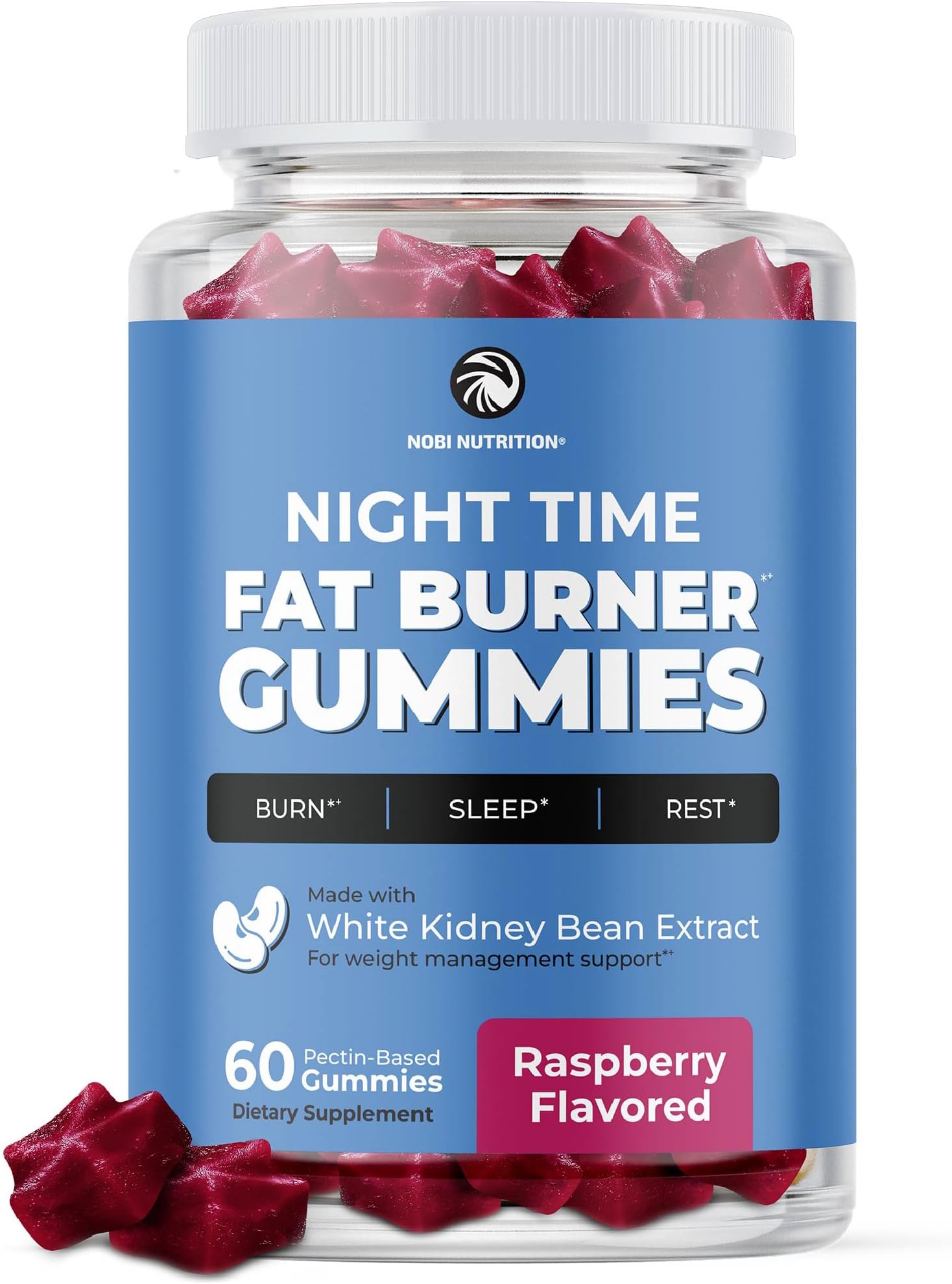 Night Time Fat Burner Gummies | Weight Loss & Sleep Support | Appetite Suppressant for Weight Loss Supplement | Nighttime Weightloss, Stomach Fat Burner & Sleep Support | Vegetarian | 60 Gummies