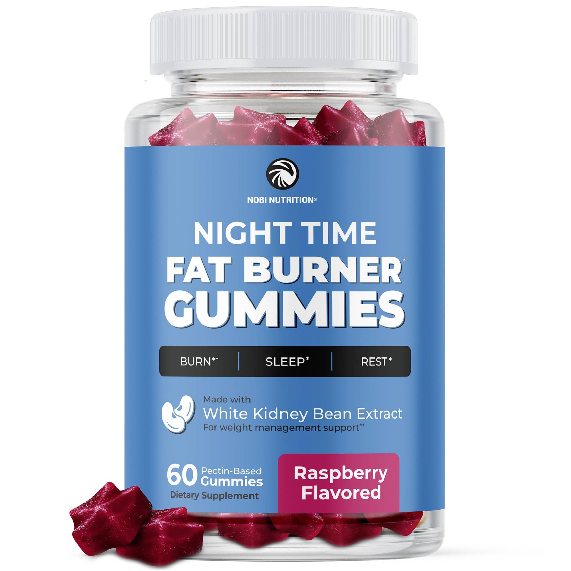 Night Time Fat Burner Gummies | Weight Loss & Sleep Support | Appetite Suppressant for Weight Loss Supplement | Nighttime Weightloss, Stomach Fat Burner & Sleep Support | Vegetarian | 60 Gummies