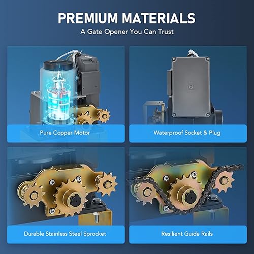 Miniatura 6 de CO-Z APLICACIÓN - Abridor de puerta deslizante automático inteligente, abridor de puerta eléctrico de 280 W para puertas de hasta 1400 libras y 40