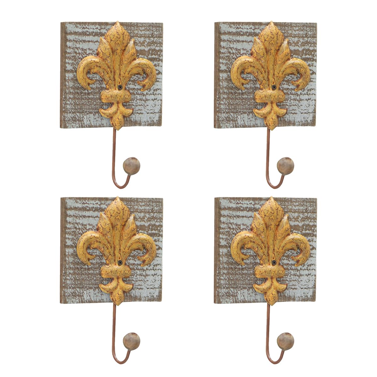 Toallero 4 Piezas Ganchos de Pared Ganchos para Abrigos Lirio Rústico Ganchos para Abrigos de Hierro de Madera Ganchos para Toallas de Casa de Campo Decoración de Pared Shabby Chic Ganchos