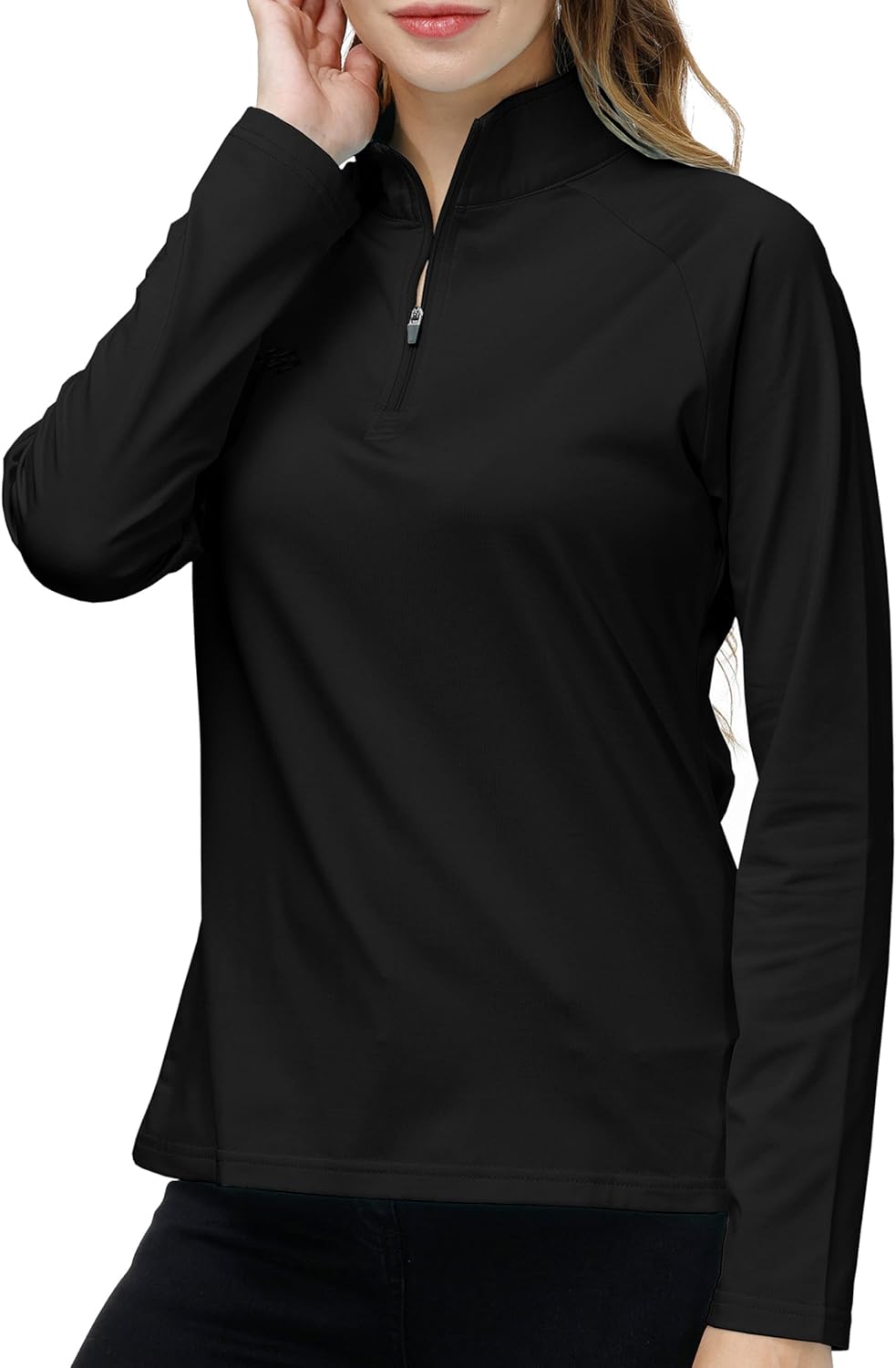 AIRIKE Long Sleeve Golf Polo Shirts for Women Stand Up Collar Thermal Fleece Womens Tank Top - Image 2