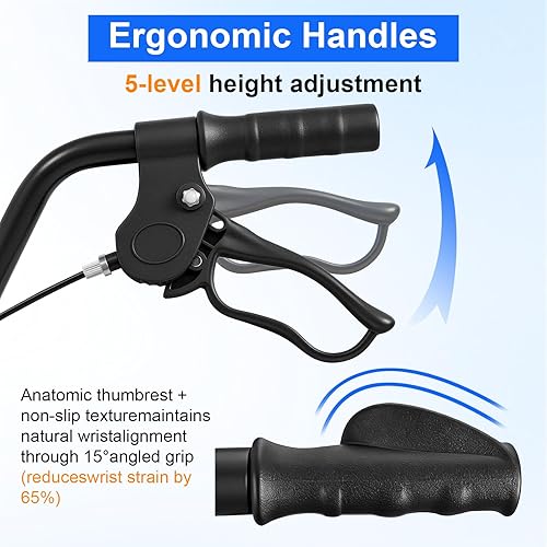 Miniatura 5 de Andadores plegables ligeros con asiento para personas mayores, capacidad de 350 libras, altura ajustable de 5 posiciones, andador híbrido premium