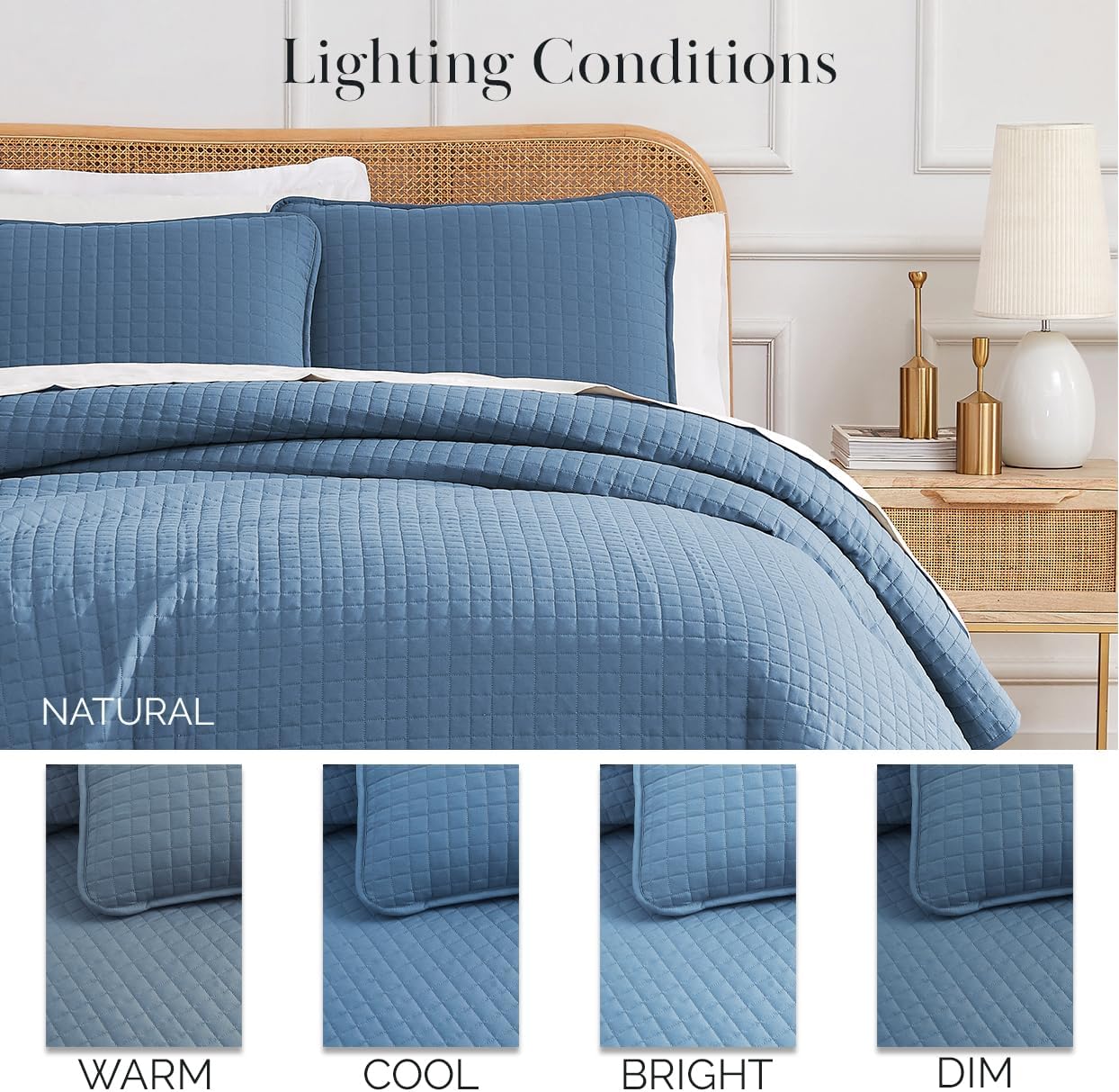 Southshore Fine Living, Inc. Quilt King Size Set with 2 Pillow Shams, Lightweight Bedspread King Size, Stain & Pet Hair Resistant for Standard or California Kings, Coronet Blue Quilt - Image 5